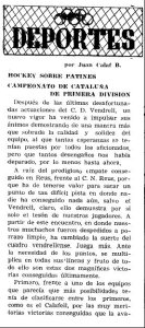 Crònica publicada al Vendrell Portavoz Catolico de la Villa del 18 de Desembre del 1965 - I